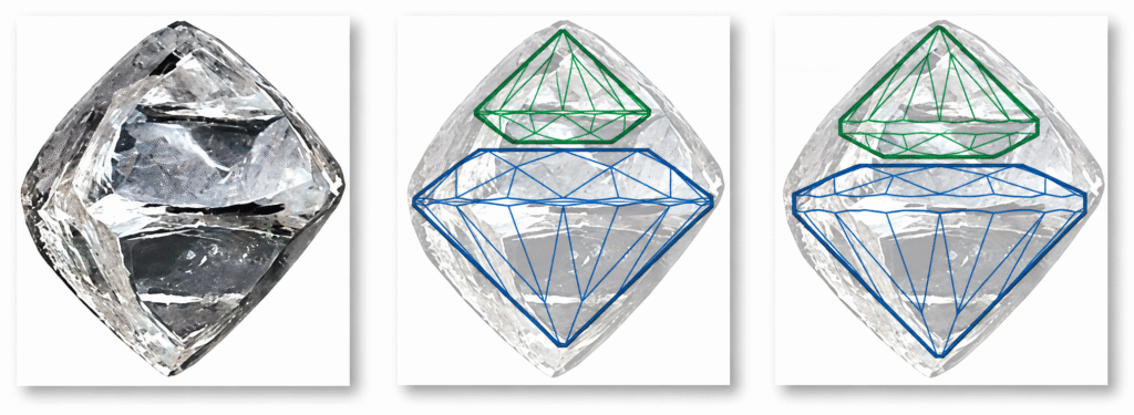 Planning the cut of a rough diamond before faceting