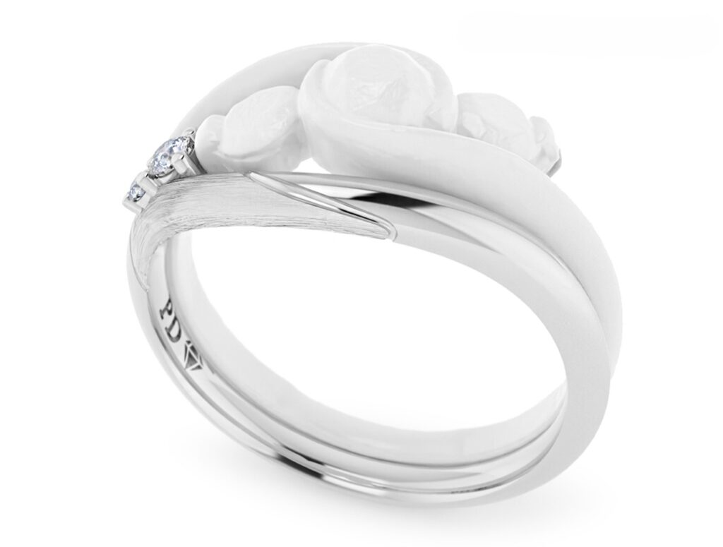 Scanned engagement ring and fitted wedding ring bottom view