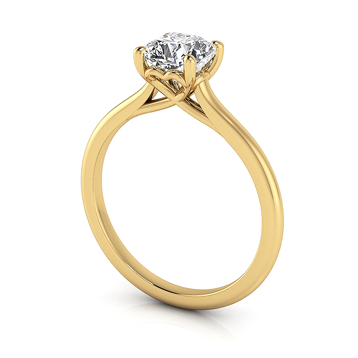 Cushion cut Engagement Ring RS1 Yellow 3D
