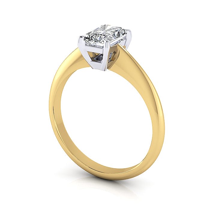 Radiant Engagement Ring, Yellow Gold, 3D