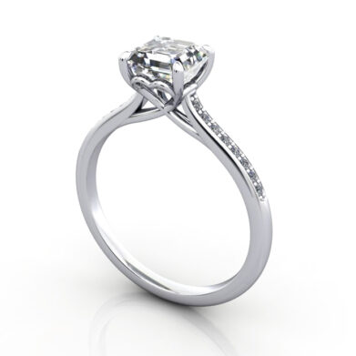 Thumb Asscher Diamond Ring with Accents RSA1 White Gold 3D