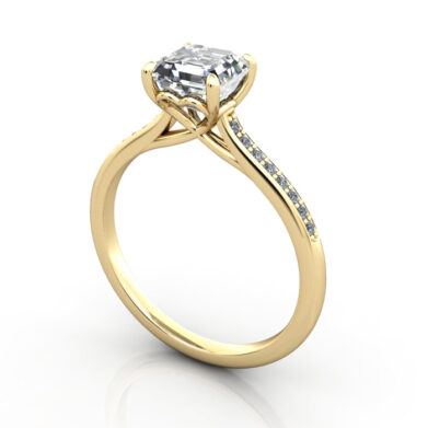 Thumb Asscher Diamond Ring with Accents RSA1 Yellow Gold 3D