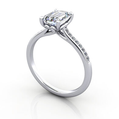 Thumb Emerald Diamond Ring with Accents RSA1 White Gold 3D