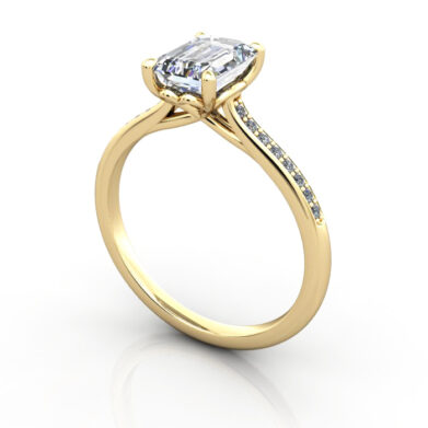Thumb Emerald Diamond Ring with Accents RSA1 Yellow Gold 3D