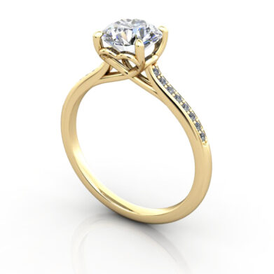 Thumb Round Diamond Ring with Accents RSA1 Yellow Gold 3D