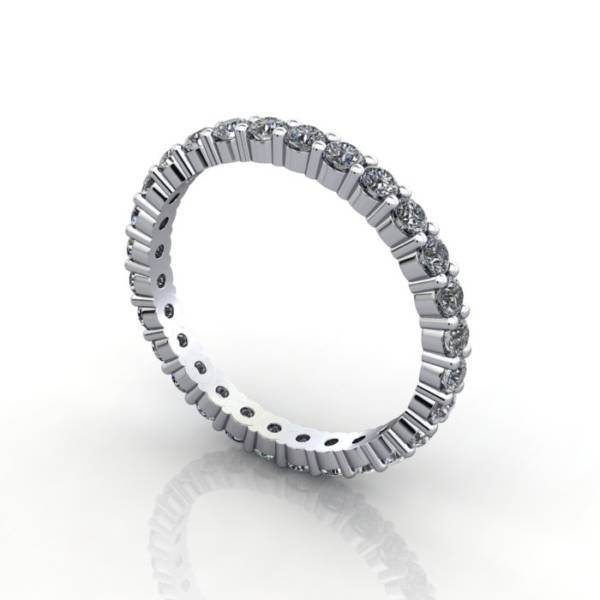 Diamond Half Eternity Band With Criss Cross Pattern | Jewelry by Johan -  5.25 / 14k White Gold - Jewelry by Johan