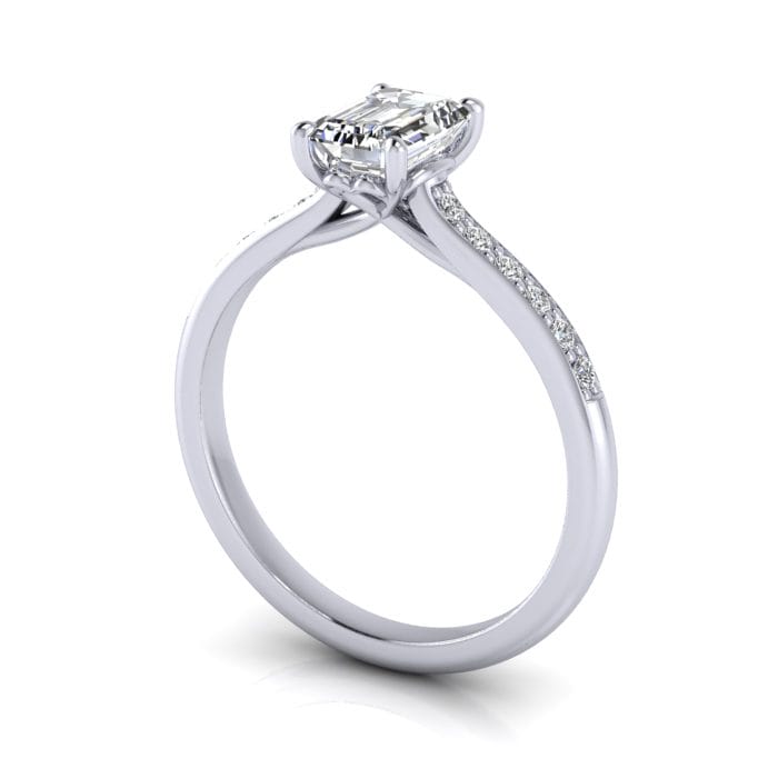 Engagement Ring, Platinum, Emerald Diamond, RSA1, 3D Engagement Ring, Platinum, Emerald Diamond, RSA1, 3D