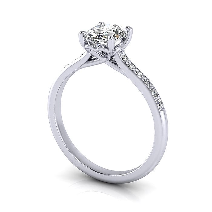 Engagement Ring, Platinum, Oval Cut Diamond, RSA1, 3D Engagement Ring, Platinum, Oval Cut Diamond, RSA1, 3D