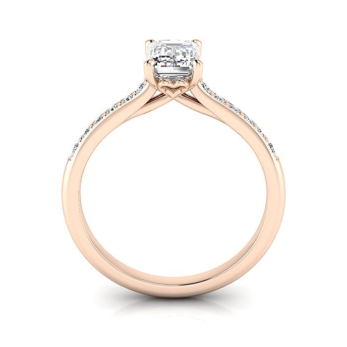 Engagement Ring, Rose Gold, Emerald Cut Diamond, RSA1, TF