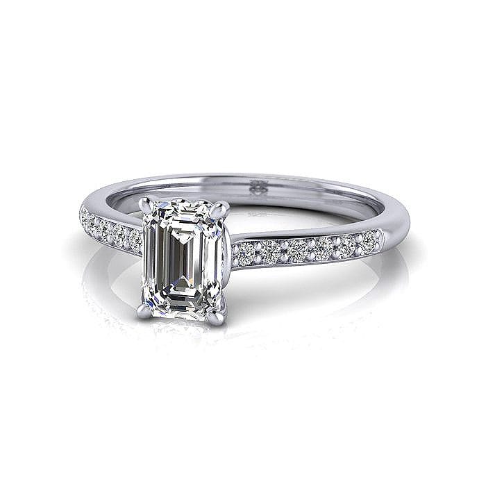 Engagement Ring, White Gold, Emerald Cut Diamond, RSA1, LF Engagement Ring, White Gold, Emerald Cut Diamond, RSA1, LF