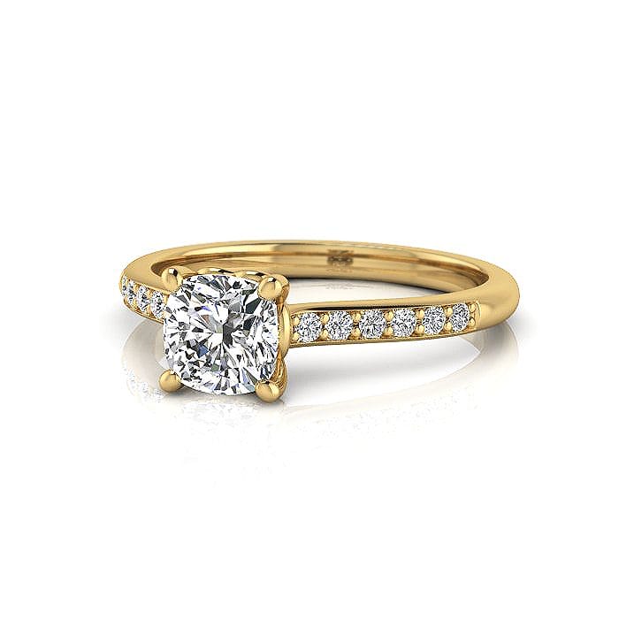 Engagement Ring, Yellow, Cushion Cut Diamond, RSA1, LF Engagement Ring, Yellow, Cushion Cut Diamond, RSA1, LF