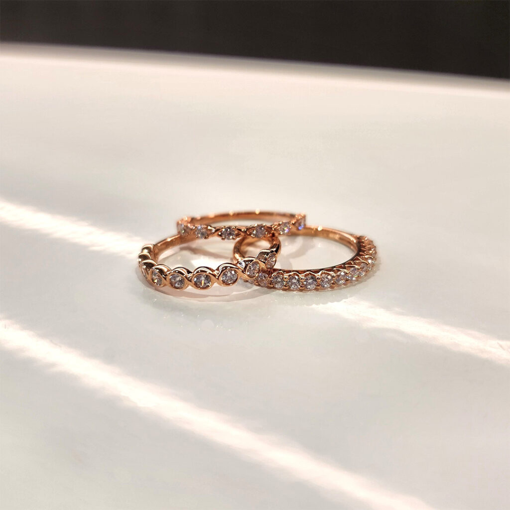 Rose gold wedding rings