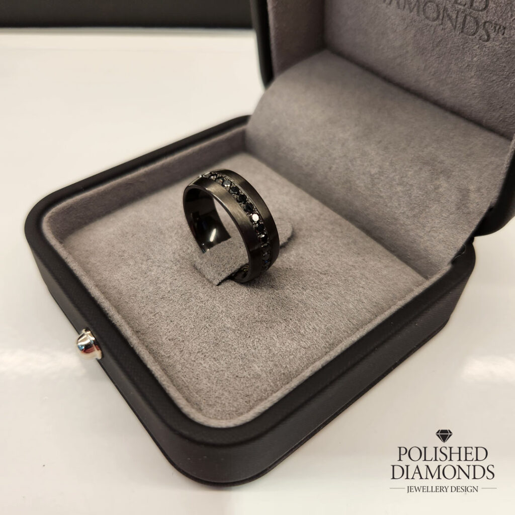 Black Zirconium with Black Diamonds Gent's Ring