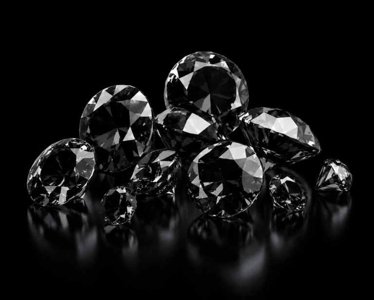 Black diamond cluster against black background