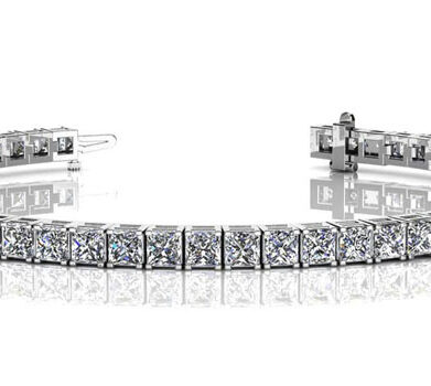 14kt White Gold 4.05ct Princess Diamond Tennis Bracelet DBSB847