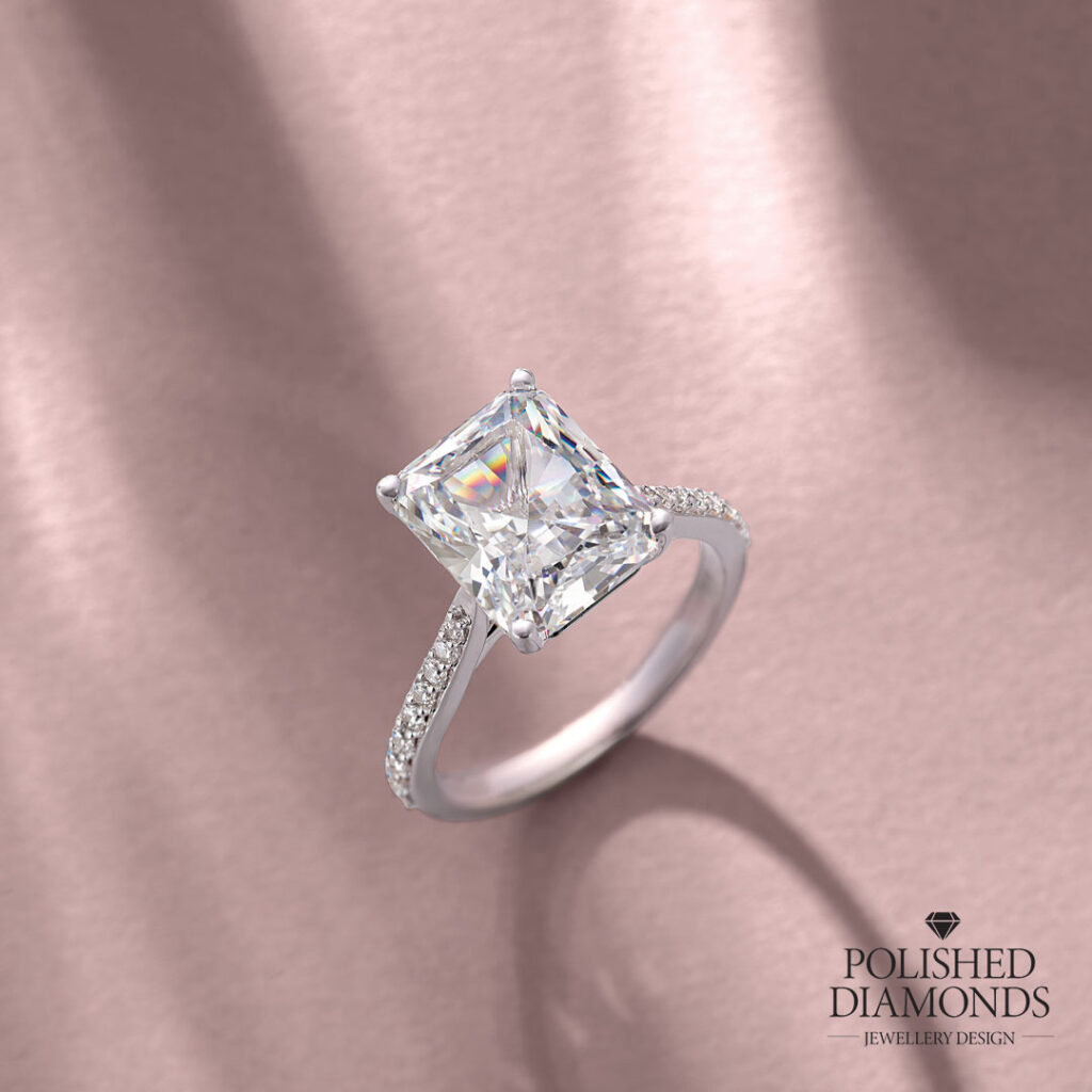 Elongated Cushion Cut Diamond Ring