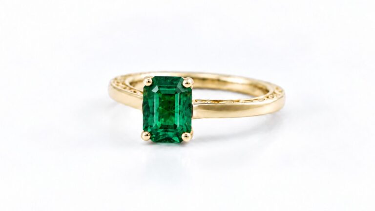 Emerald Yellow Gold Engagement Ring