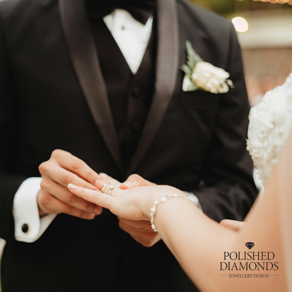 Couple exchanging wedding rings