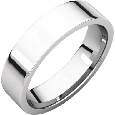 Gents Wedding Ring White Gold 5mm Flat 3D