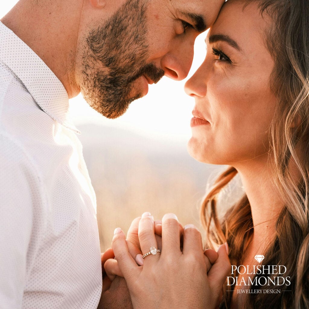 Happy couple at engagement proposal