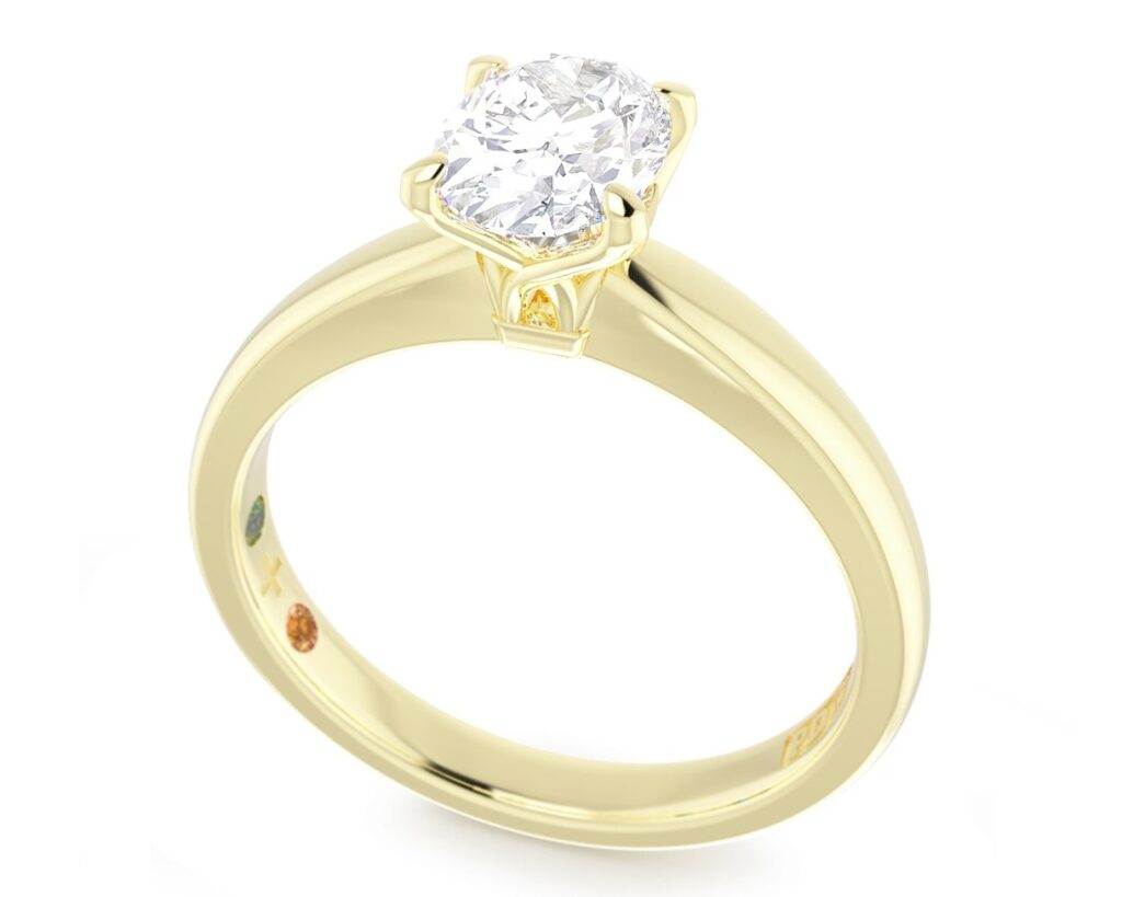 Hidden birthstones in engagement ring band