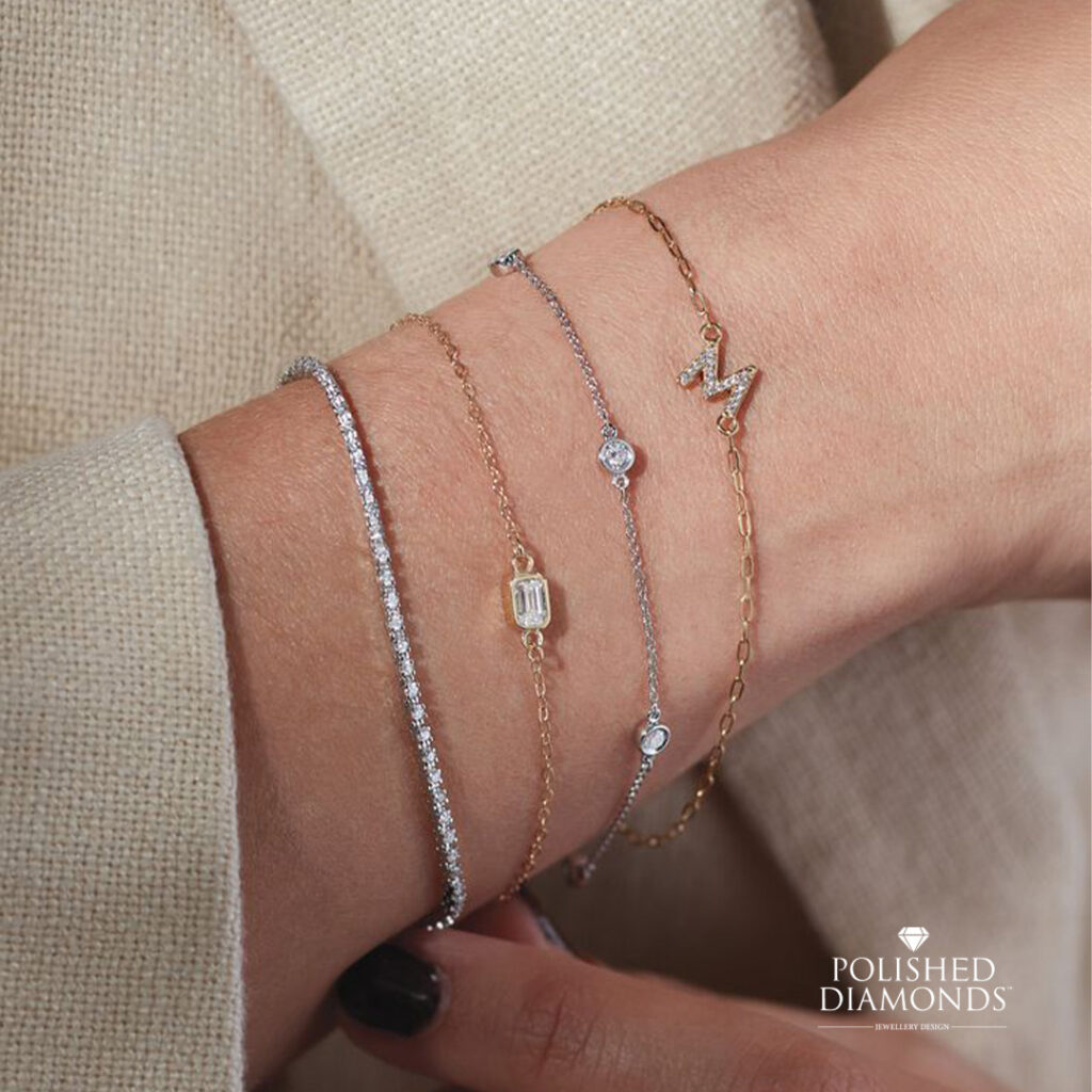 Layered diamond bracelets