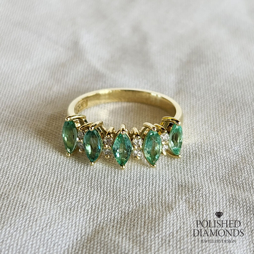 Marquise Cut Emerald Gold Ring 