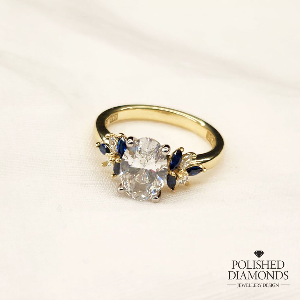Oval Diamond & Sapphire Cluster Ring