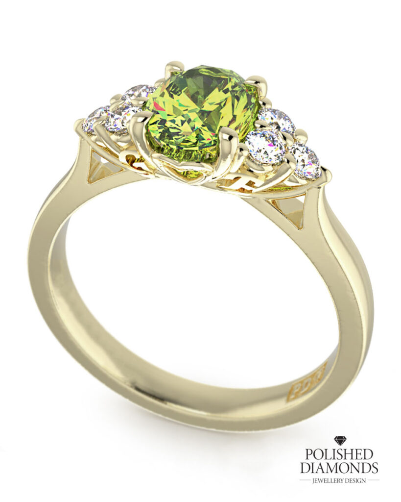 Peridot Cluster Ring CAD