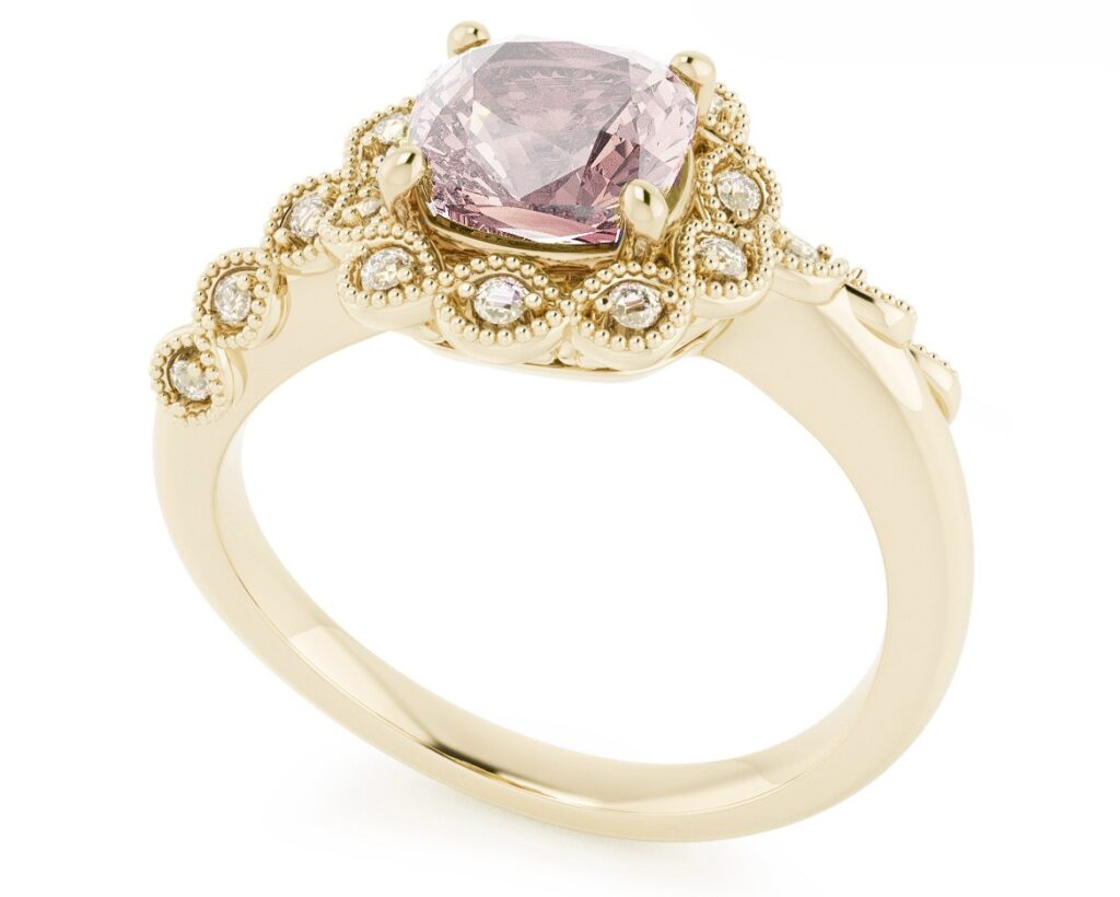 Pink Cushion Diamond Ring