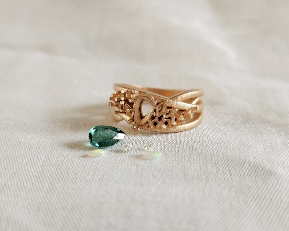 Rose Gold Ring Casting with Emerald Stone
