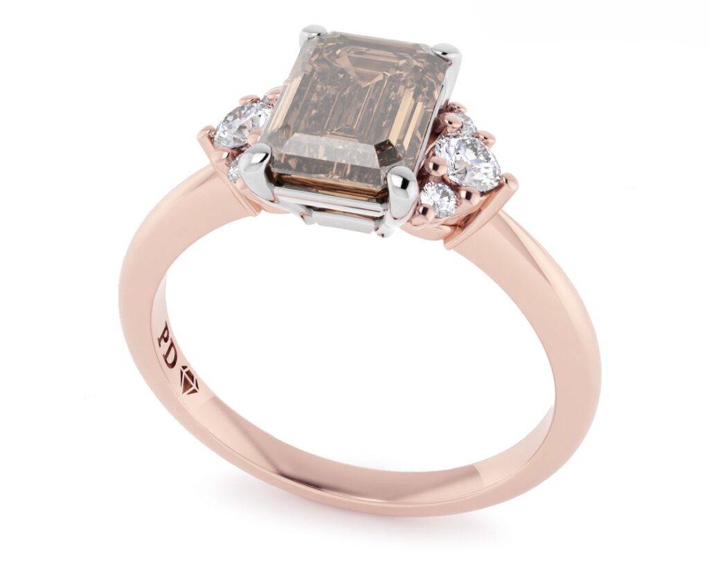 Rose gold and champagne diamond engagement ring