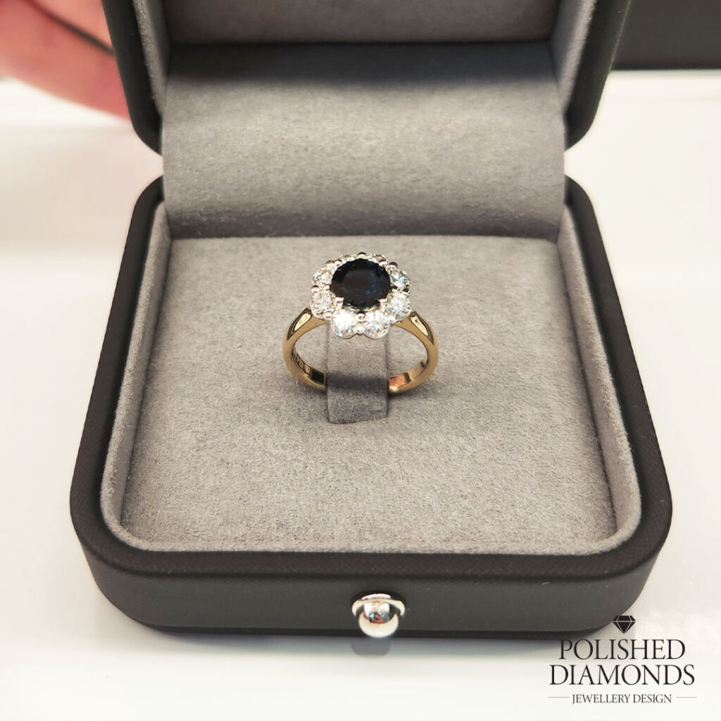 Sapphire & Diamond Halo Ring