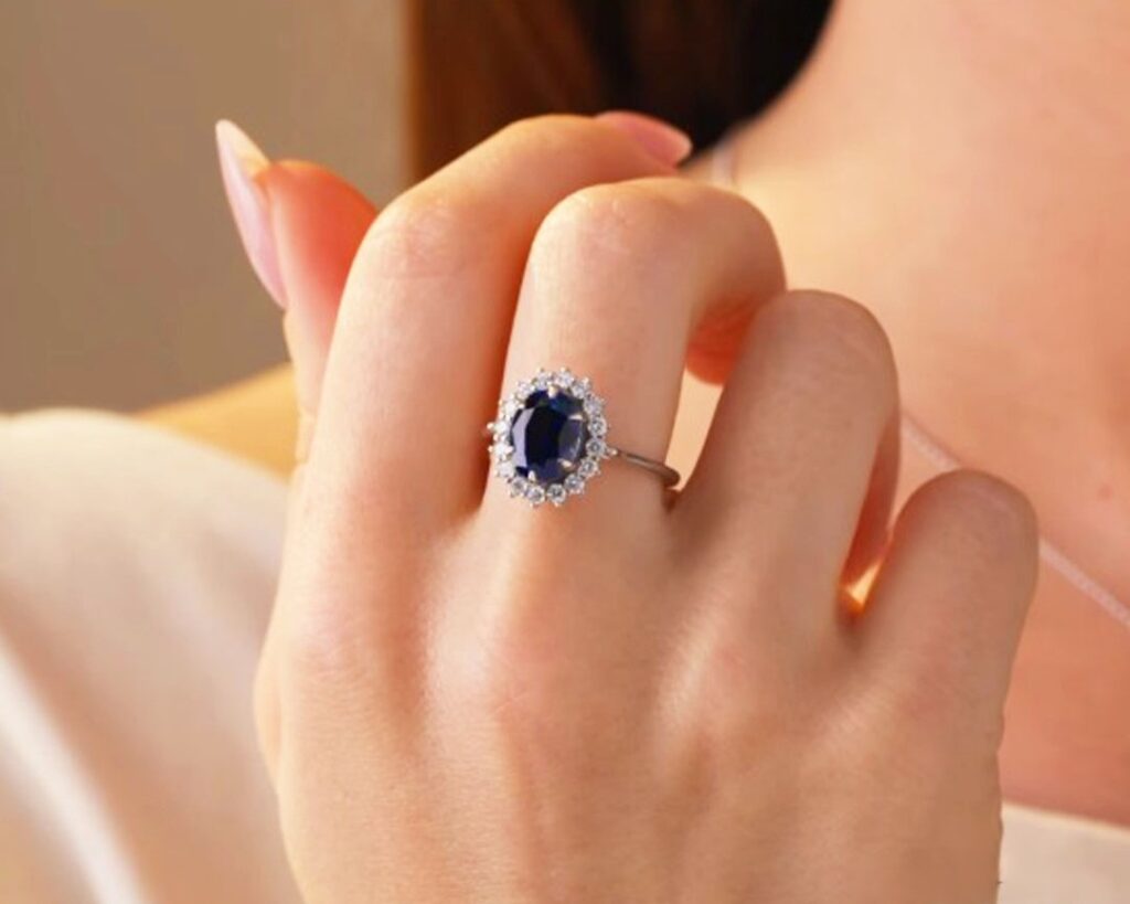 Custom Sapphire halo ring