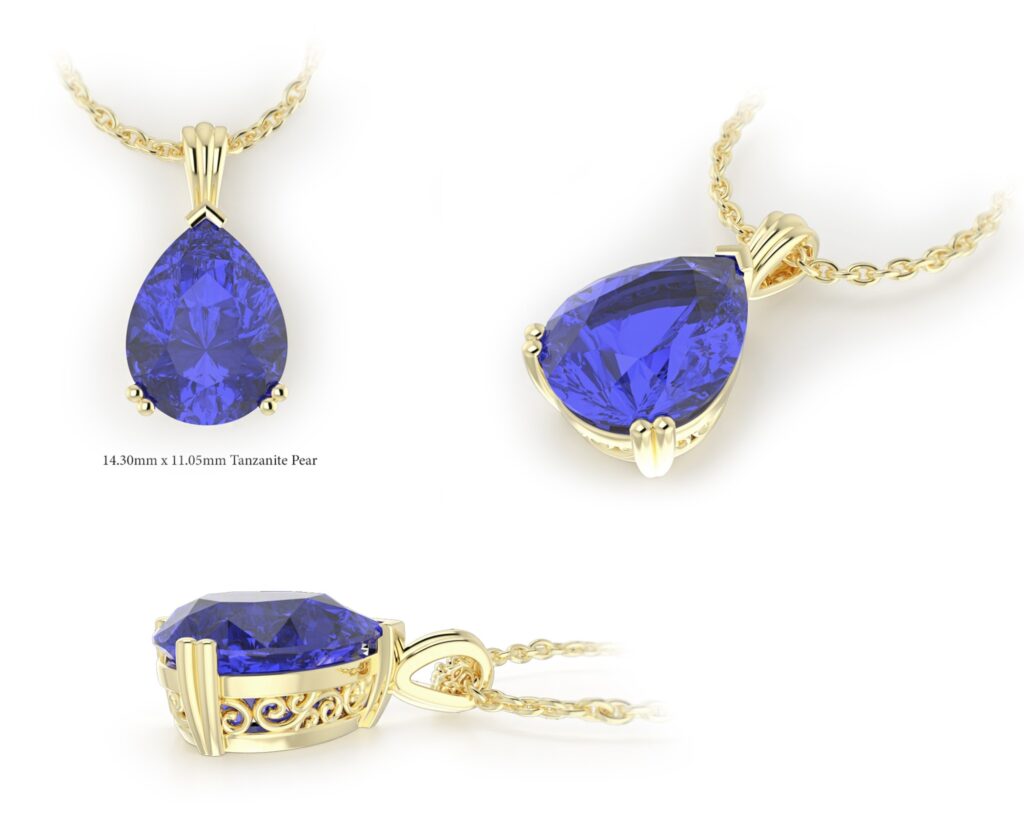 Tanzanite yellow gold pendant