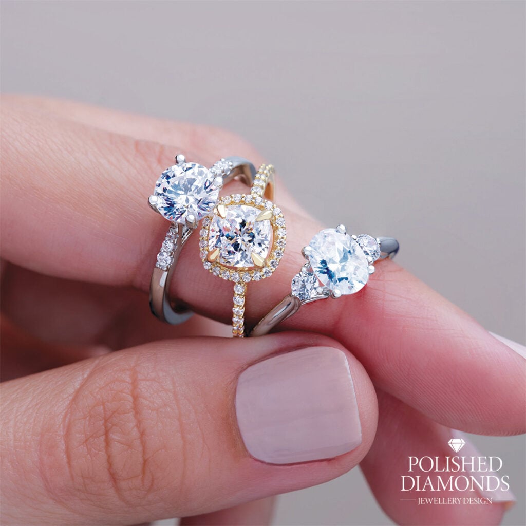 Three Diamond Engagement Rings