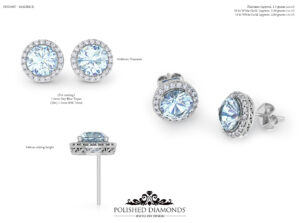 image of aquamarine and diamond earrings cad custom