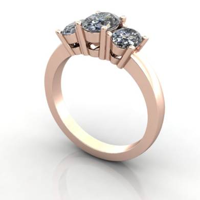 Multi stone Diamond Ring, PDM2, Platinum, 3D, Oval