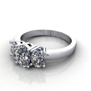 Multi stone Diamond Ring, PDM2, White Gold, LF, Oval