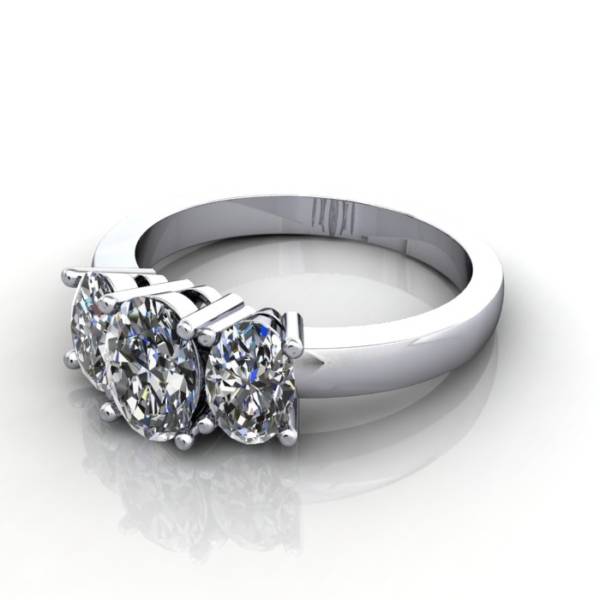 Multi stone Diamond Ring, PDM2, White Gold, LF, Oval