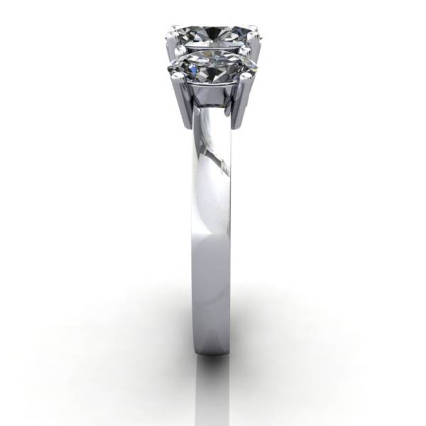 Multi stone Diamond Ring, PDM2, White Gold, SV, Oval