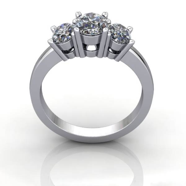 Multi stone Diamond Ring, PDM2, White Gold, TF, Oval