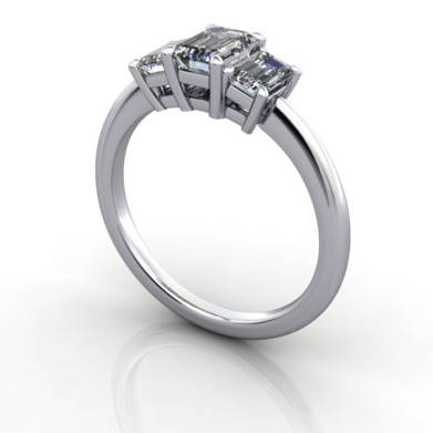 Multi stone Diamond Ring, PDM3, White Gold, 3D