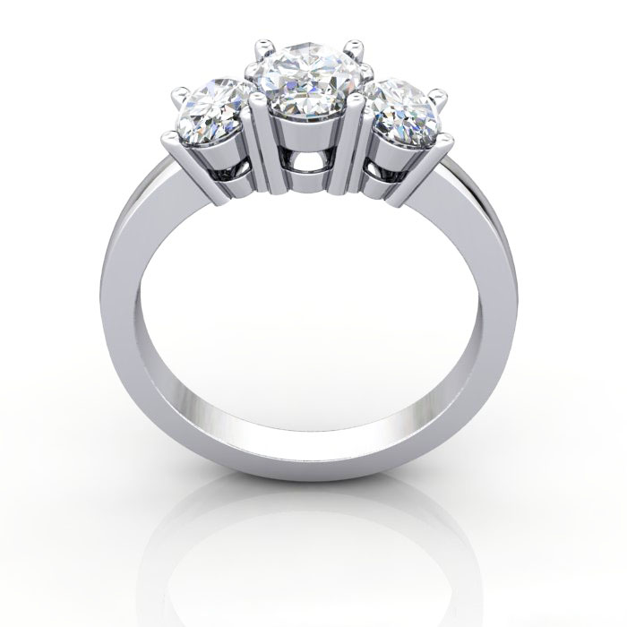 Oval Cut Trilogy Diamond Ring RT13 Platinum TF Oval Cut Trilogy Diamond Ring RT13 Platinum TF