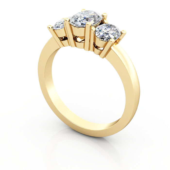 Oval Cut Trilogy Diamond Ring RT13 Yellow Gold 3D Oval Cut Trilogy Diamond Ring RT13 Yellow Gold 3D