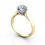 Solitaire-Engagement-Ring-Round-Brilliant-Diamond-RS25-Yellow-Gold-3D Diamond Ring, RS25 Yellow Gold