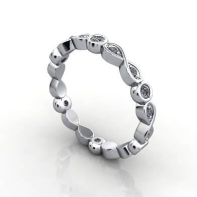 Eternity Ring, RE3, White Gold, Round Brilliant Diamond, 3D