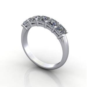 Multi Diamond Ring, PDM10, White Gold, Princess Cut Diamond, 3D
