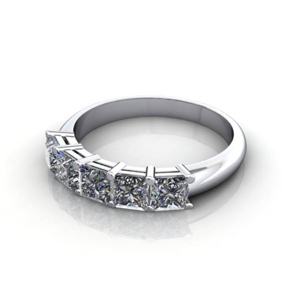 Multi Diamond Ring, PDM10, White Gold, Princess Cut Diamond, LF