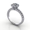Solitaire with Accent Diamonds Engagement Ring, White Gold, Round Brilliant diamond, RSA6, 3D